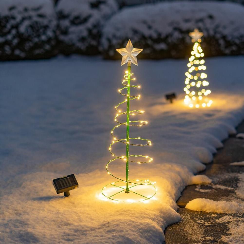 LED Christmas Tree Lights Christmas Tree Spiral String Lamps Xmas Decoration for Garden and Lawn
