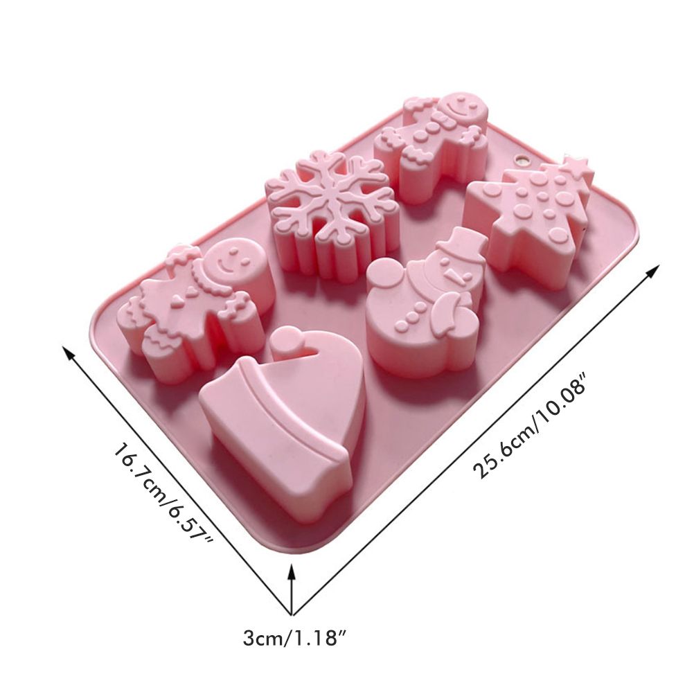 Christmas Series Silicone Molds with 6 Hole Snowman Socks Snowflake Santa Claus DIY Cake Baking Decoration Tool