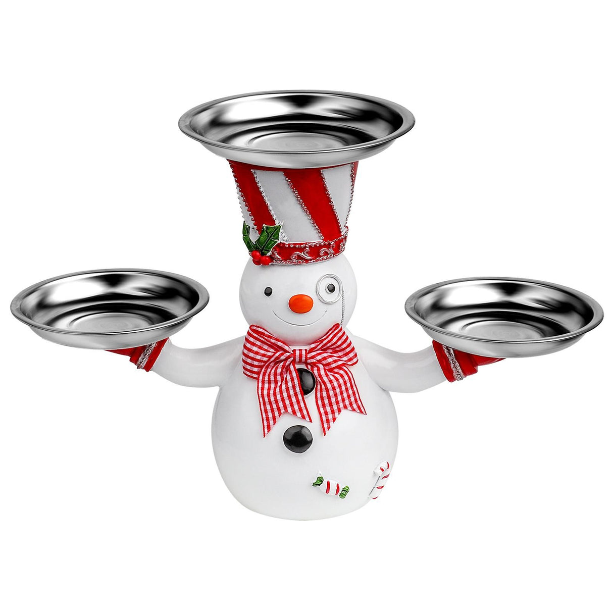 Christmas Snowman Treats Holder Santa Holding Tray Fruit Bowl Rack Resin Home Party Food Snack Storage Rack