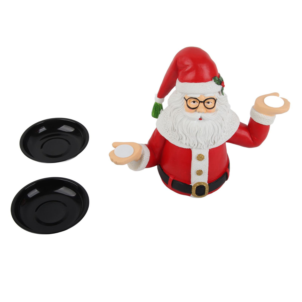 Christmas Snowman Treats Holder Santa Holding Tray Fruit Bowl Rack Resin Home Party Food Snack Storage Rack