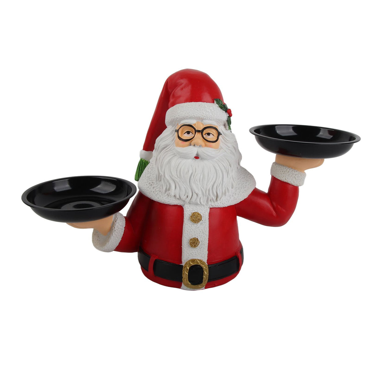 Christmas Snowman Treats Holder Santa Holding Tray Fruit Bowl Rack Resin Home Party Food Snack Storage Rack