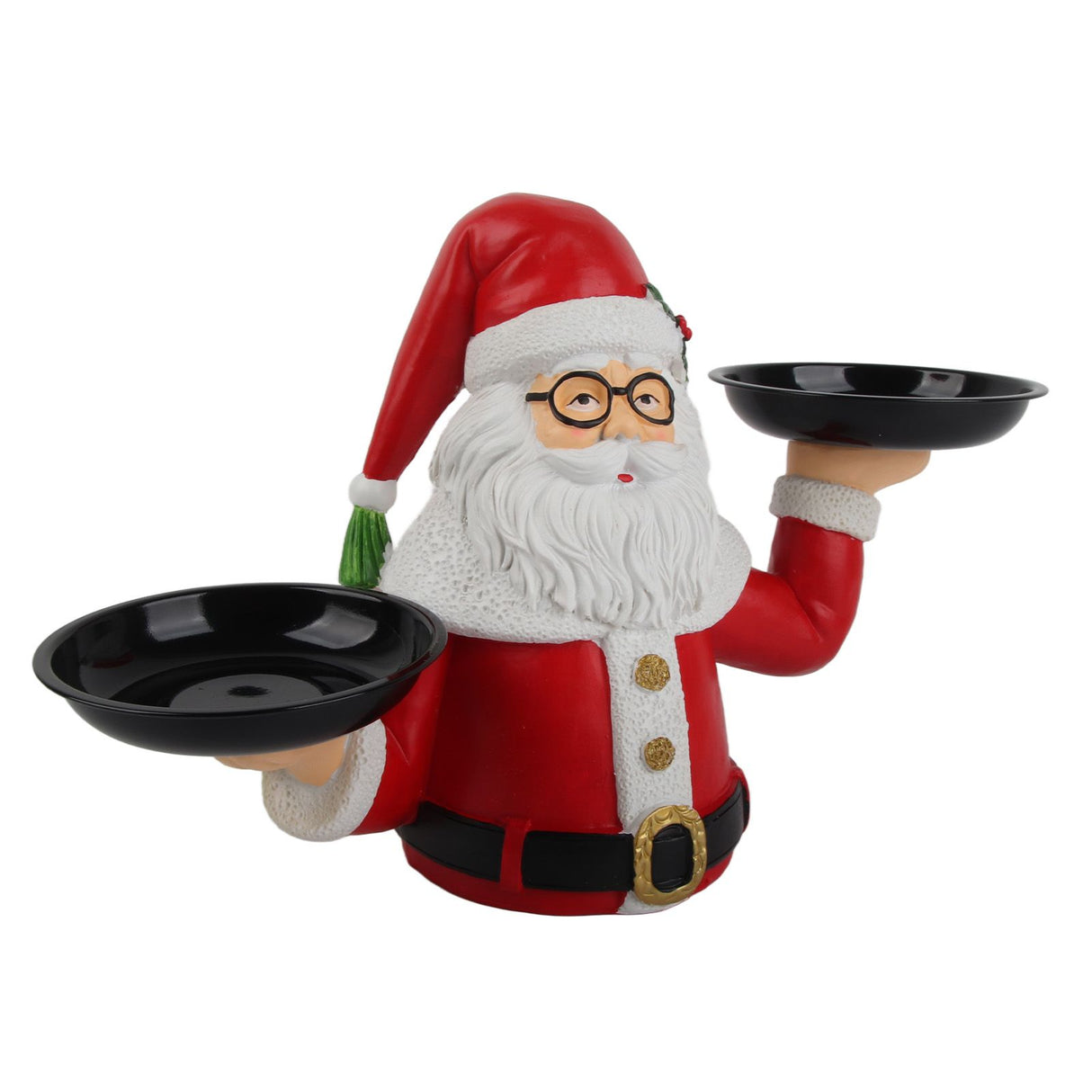 Christmas Snowman Treats Holder Santa Holding Tray Fruit Bowl Rack Resin Home Party Food Snack Storage Rack