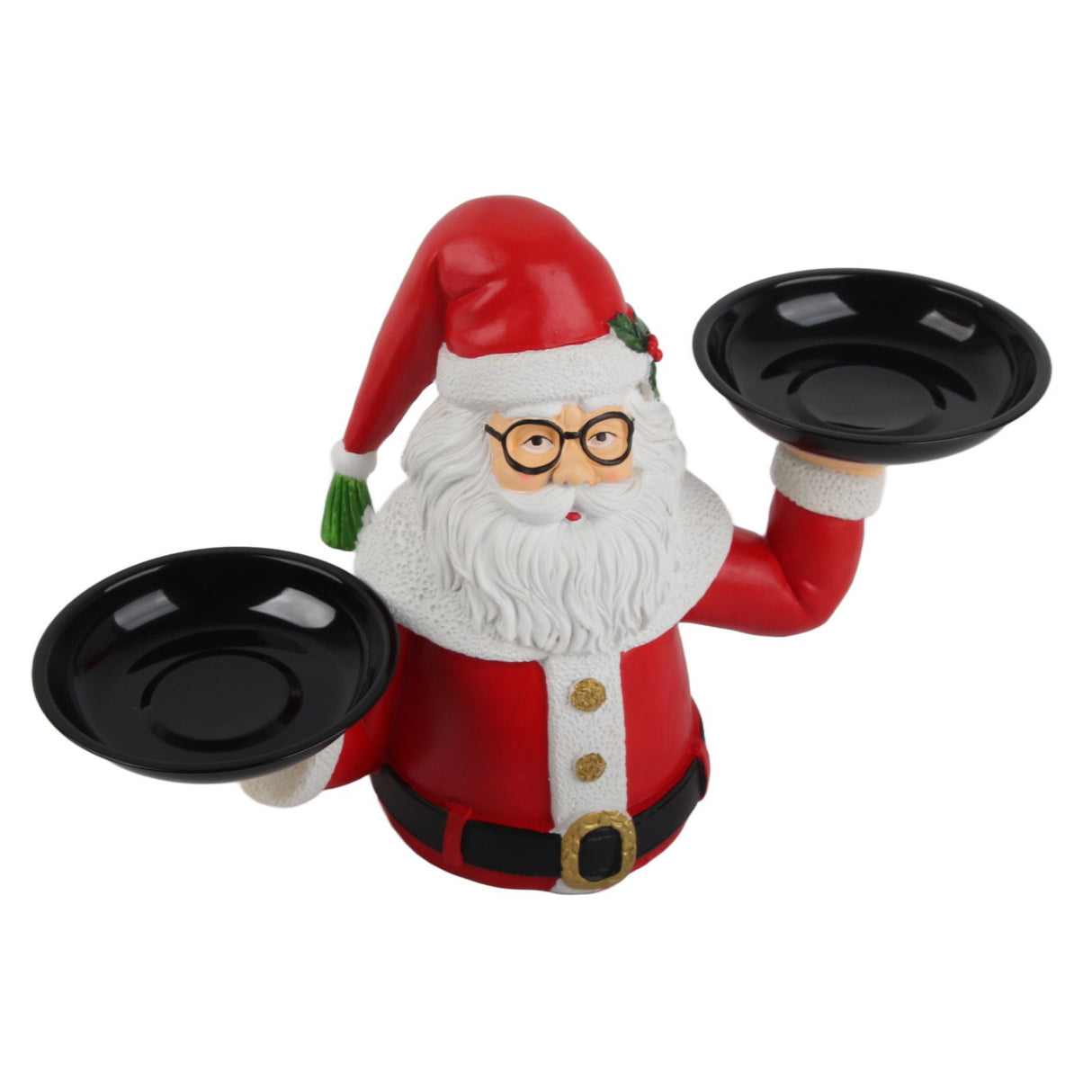 Christmas Snowman Treats Holder Santa Holding Tray Fruit Bowl Rack Resin Home Party Food Snack Storage Rack