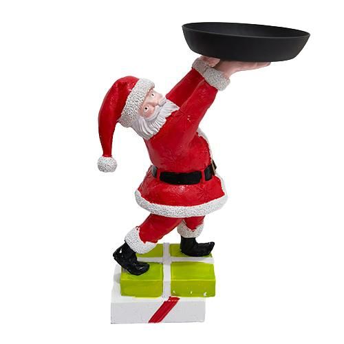 Christmas Snowman Treats Holder Santa Holding Tray Fruit Bowl Rack Resin Home Party Food Snack Storage Rack