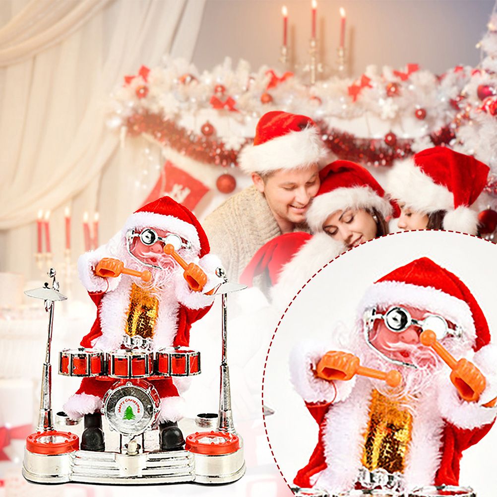 Christmas Electric Music Santa Claus Doll Playing Piano Ornament For Christmas Decorations for Children Gift