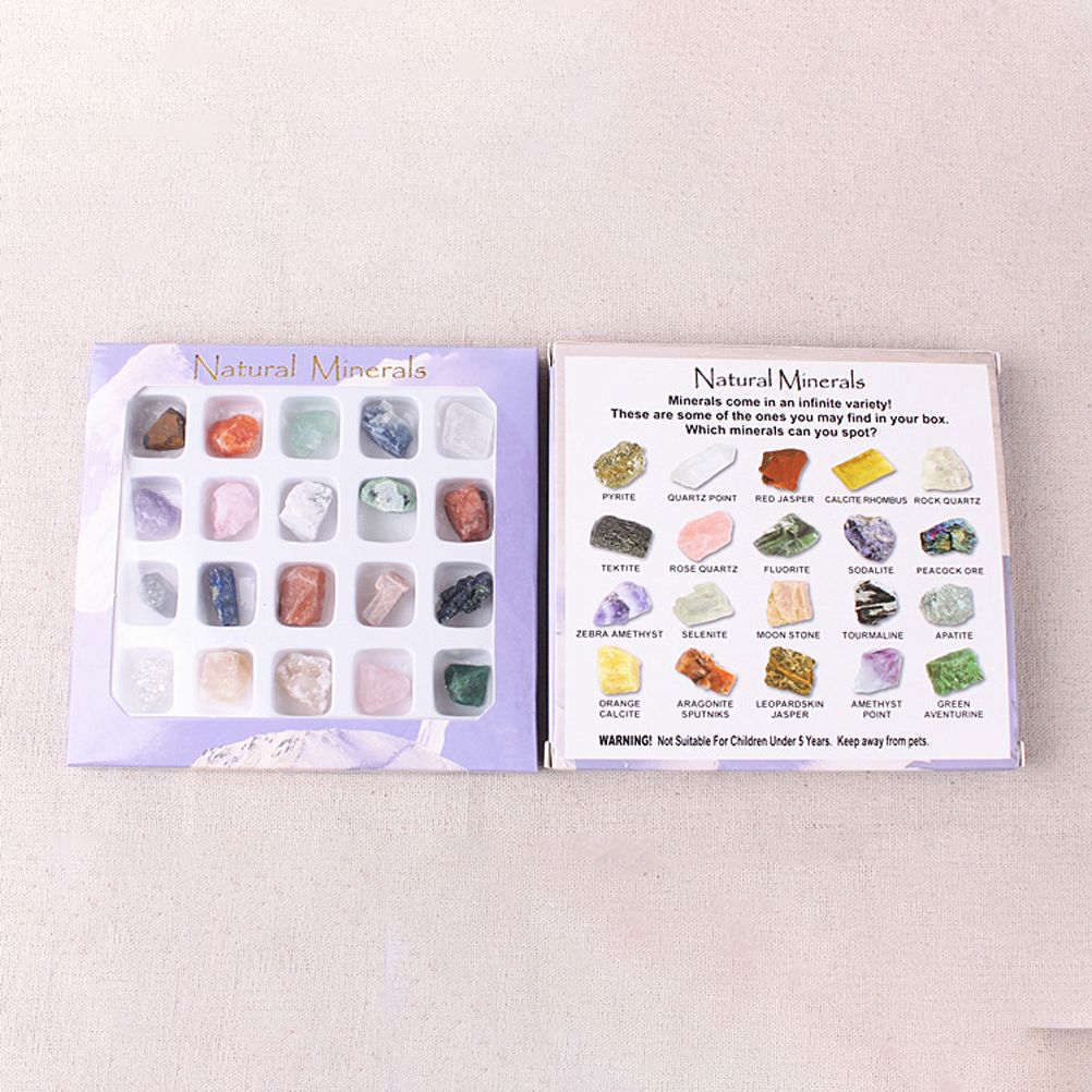 20 Pcs Christmas Advent Calendar Countdown Toy Natural Crystal Agate Stone Rocks Minerals and Fossils Calendar Blind Box Toy for Kids and Geology Enthusiasts