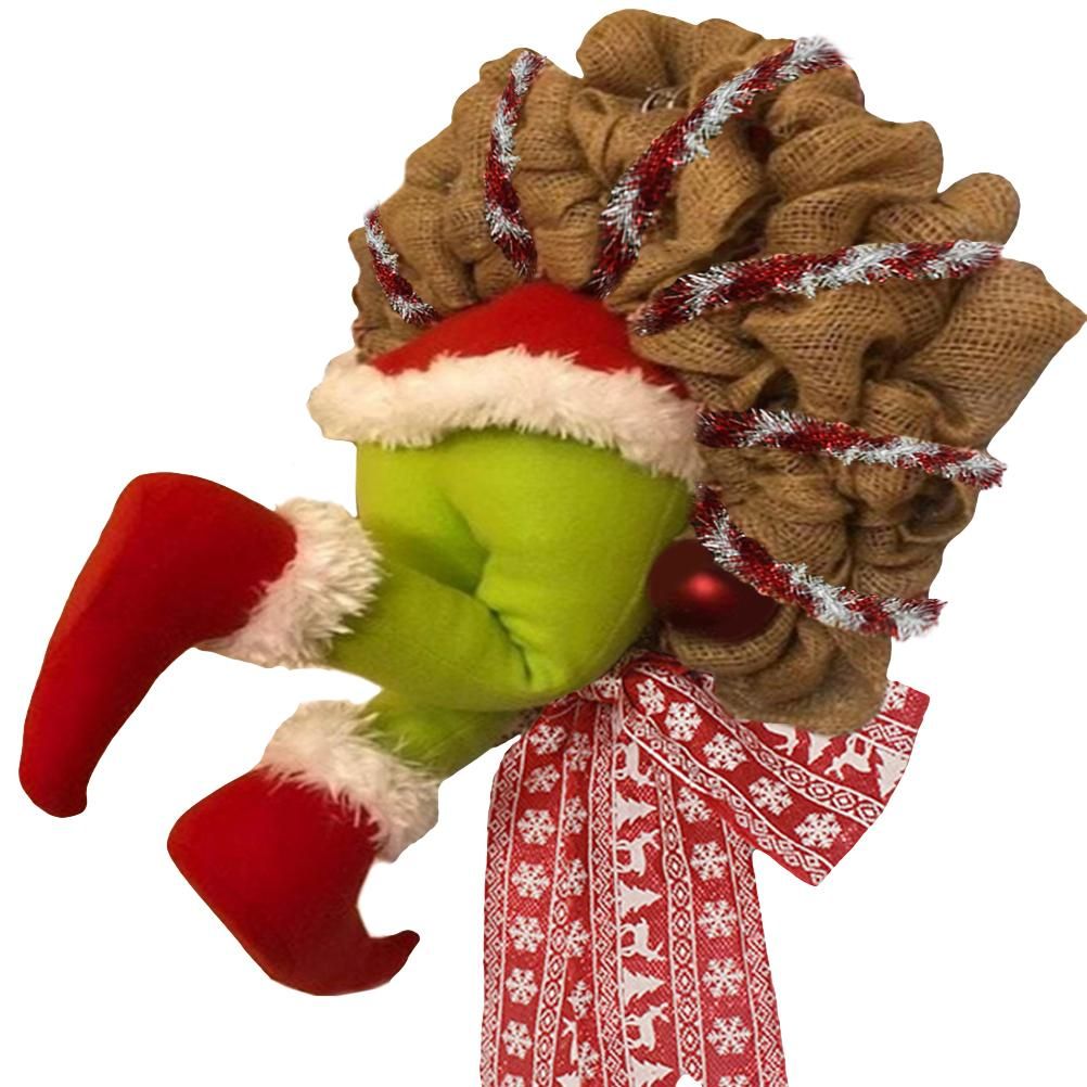 Christmas Thief Stole Wreath Christmas Decorations Christmas Burlap Garland for Doors Windows and Walls