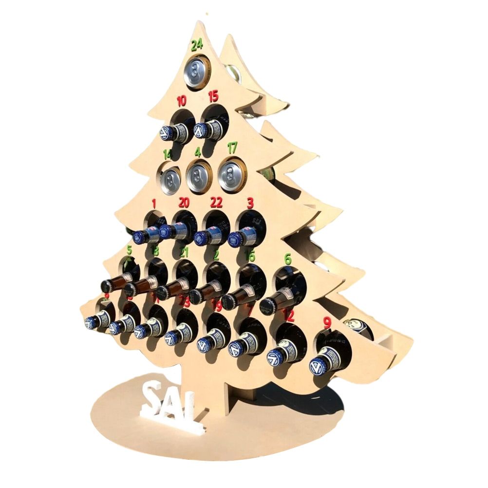 Christmas Advent Calendar Countdown 24 Wooden Christmas Tree Mini Alcohol Holder Wine Bottle Stand Decoration Gifts
