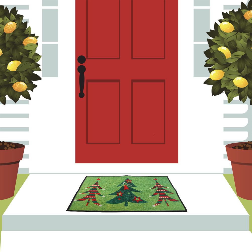 Christmas Doormat Xmas Flannel Floor Mat Merry Christmas Home Entrance Door Mat Anti Slip Floor Rug for Living Room