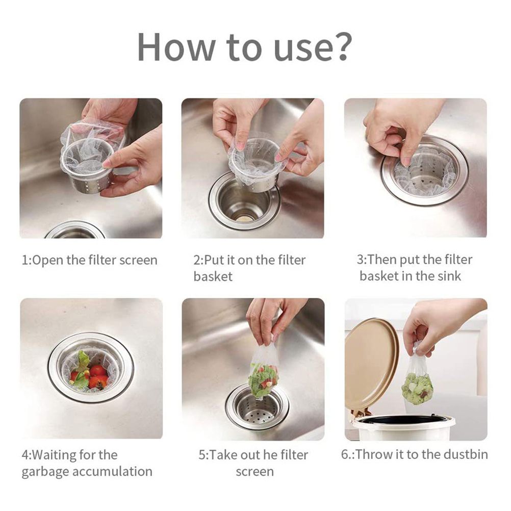 200 Pcs Sink Strainer Bag Sink Filter Net with Storage Case Sink Mesh Bag for Kitchen Waste Garbage