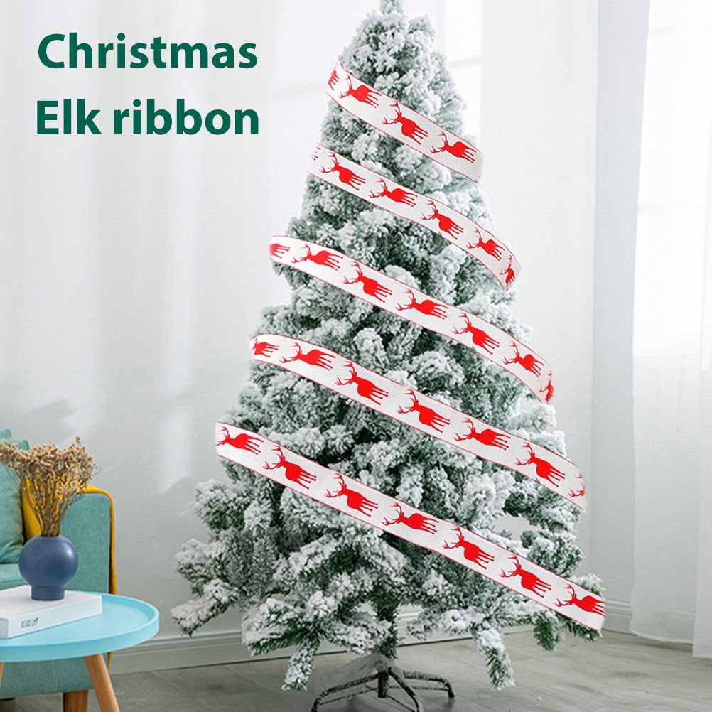 6M Christmas Ribbon Decoration Christmas Tree Twined Elk Ribbon New Year DIY Ribbon Bow Crafts Decorations