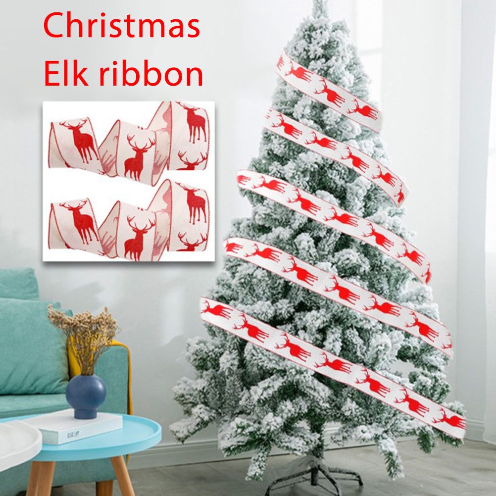6M Christmas Ribbon Decoration Christmas Tree Twined Elk Ribbon New Year DIY Ribbon Bow Crafts Decorations
