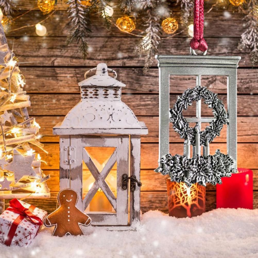 Pewter Christmas Tree Metal Pendant DIY Craft Hanging Decoration for Xmas Tree Home Party