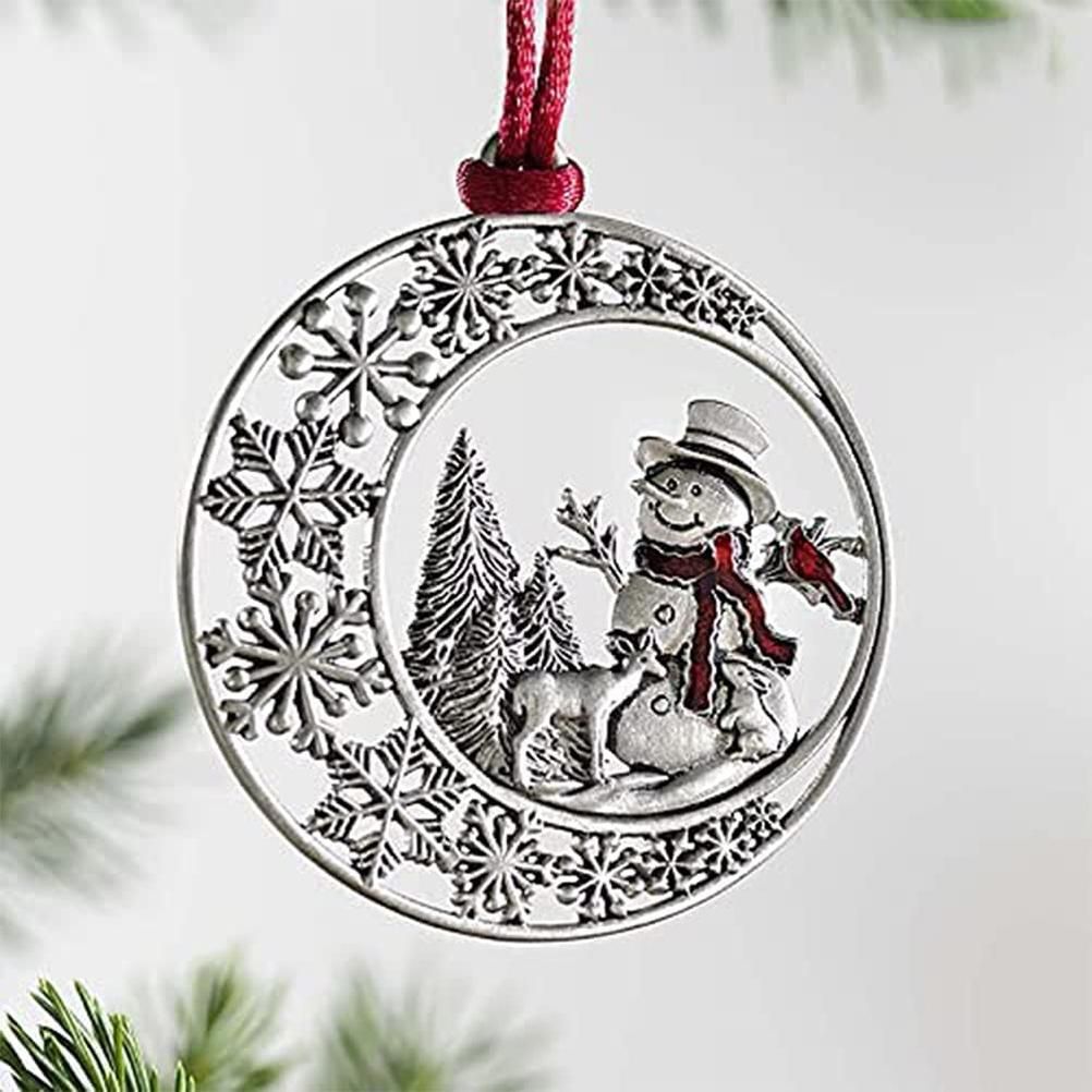 Pewter Christmas Tree Metal Pendant DIY Craft Hanging Decoration for Xmas Tree Home Party