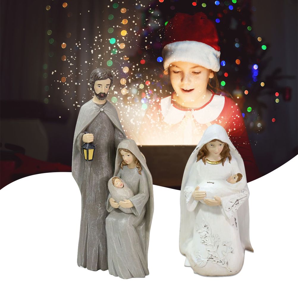 Christmas Nativity Figures Ornaments Resin Craft Traditional Nativity Scene Figures Resin Figures Statue Christ Birth of Jesus Ornaments