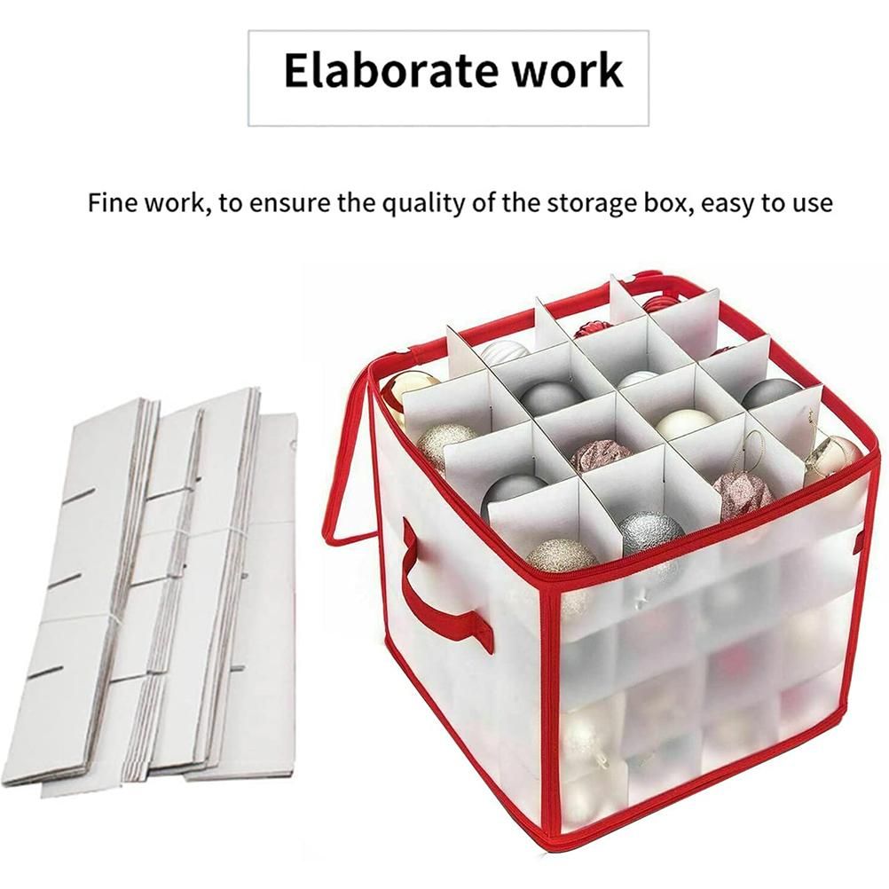 Clear Storage Box for Christmas Tree Baubles PVC Folding Christmas Decorations Storage Box for Up to 64 Christmas Baubles