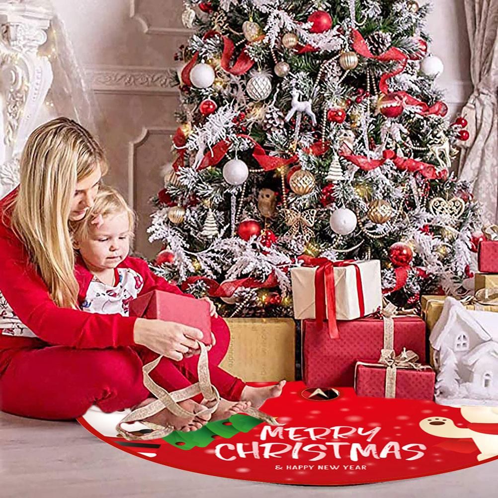 90cm Christmas Tree Skirt Brushed Cloth Carpet Personality Pattern New Year Christmas Tree Floor Mat Ornaments Decoration