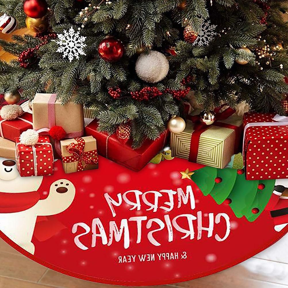 90cm Christmas Tree Skirt Brushed Cloth Carpet Personality Pattern New Year Christmas Tree Floor Mat Ornaments Decoration