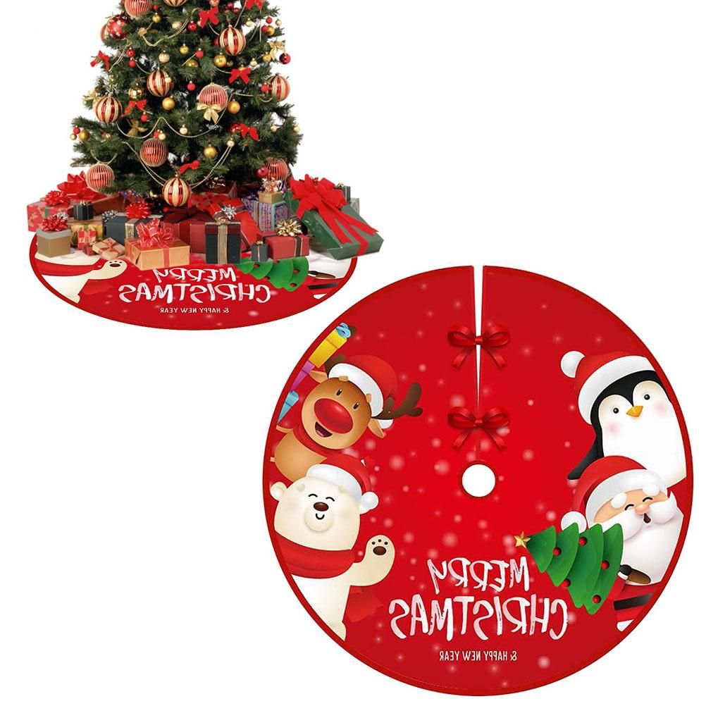 90cm Christmas Tree Skirt Brushed Cloth Carpet Personality Pattern New Year Christmas Tree Floor Mat Ornaments Decoration