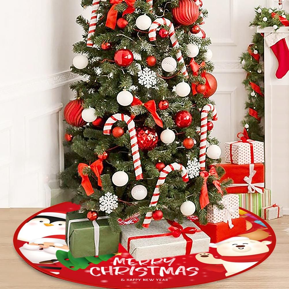 90cm Christmas Tree Skirt Brushed Cloth Carpet Personality Pattern New Year Christmas Tree Floor Mat Ornaments Decoration