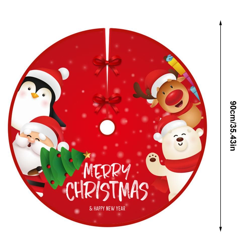 90cm Christmas Tree Skirt Brushed Cloth Carpet Personality Pattern New Year Christmas Tree Floor Mat Ornaments Decoration