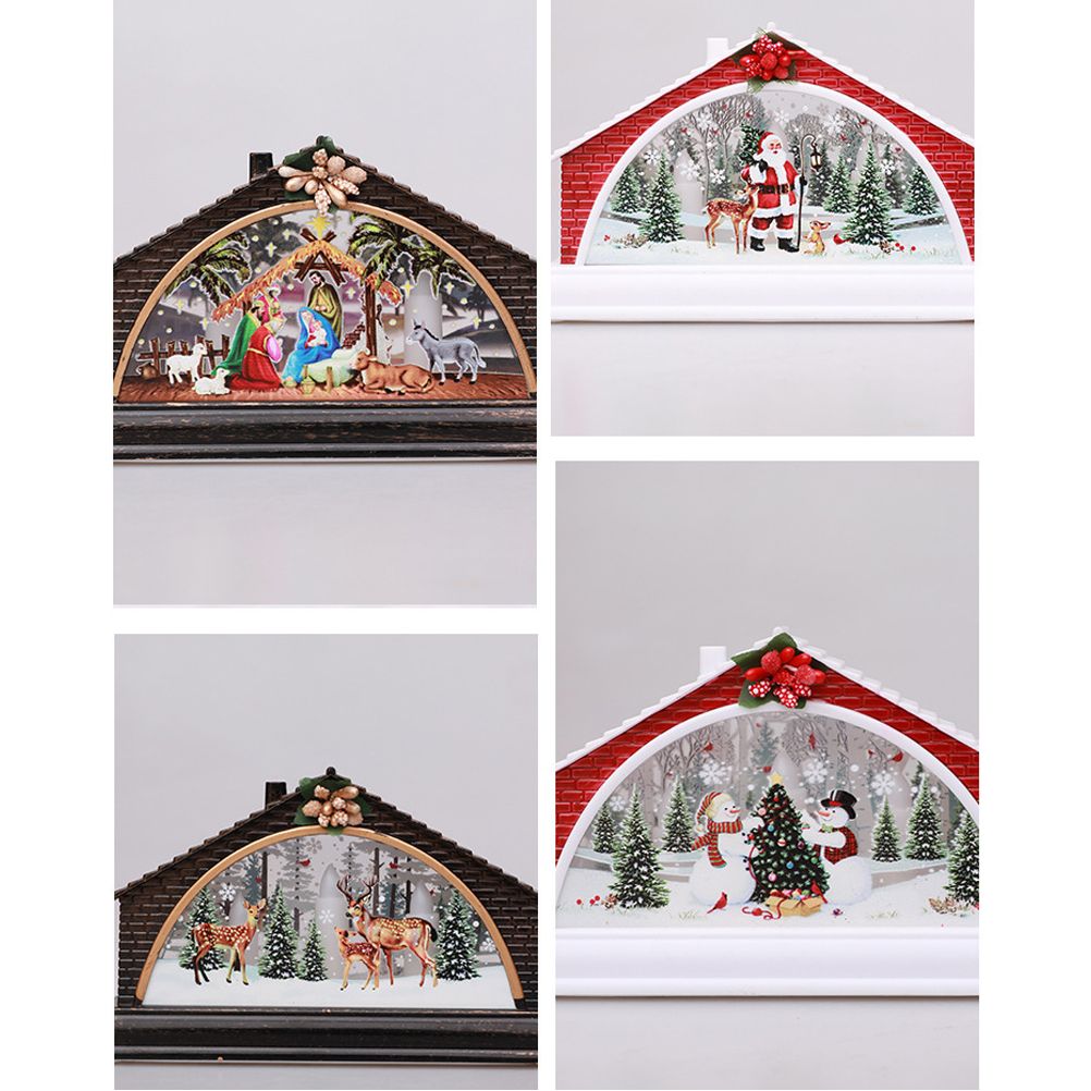 Christmas House Manger Snow House Decoration Night Light Home Furnishing Props Christmas Village House Ornament