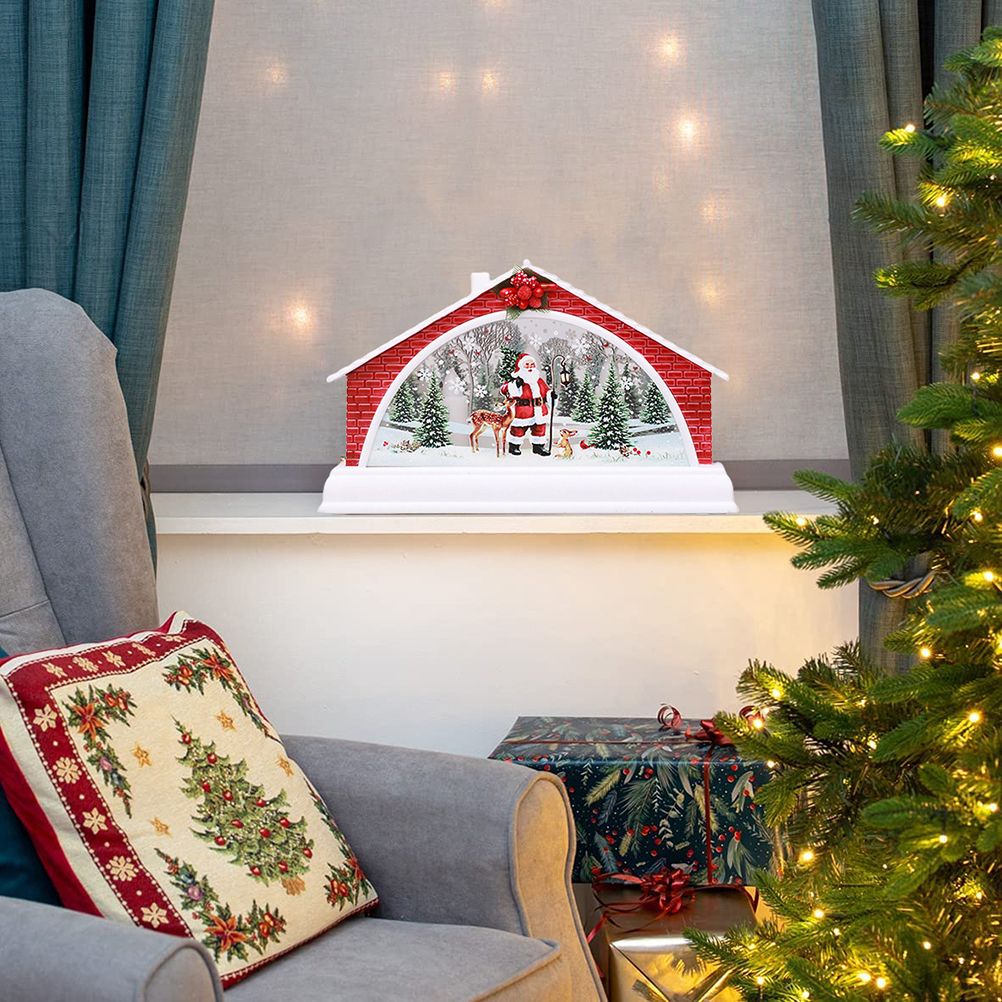 Christmas House Manger Snow House Decoration Night Light Home Furnishing Props Christmas Village House Ornament
