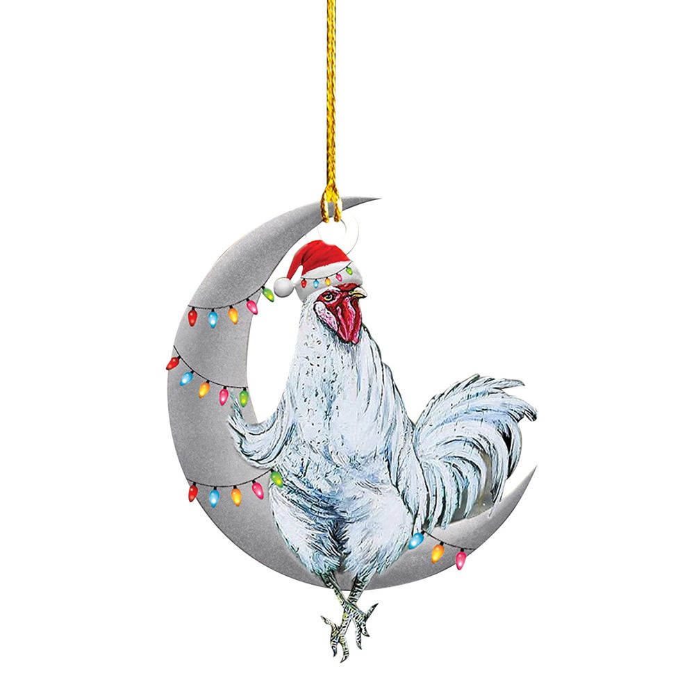 Christmas Pendant Chicken with Hat Scarf Christmas Tree Hanging Ornament Holiday Party Decoration