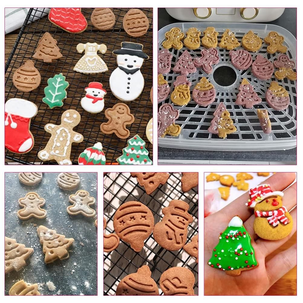 8 Pcs Christmas Cutters Biscuit Cutters Plastic Cutters Children's Stamp Festival Cutter Set for Biscuits Chocolate