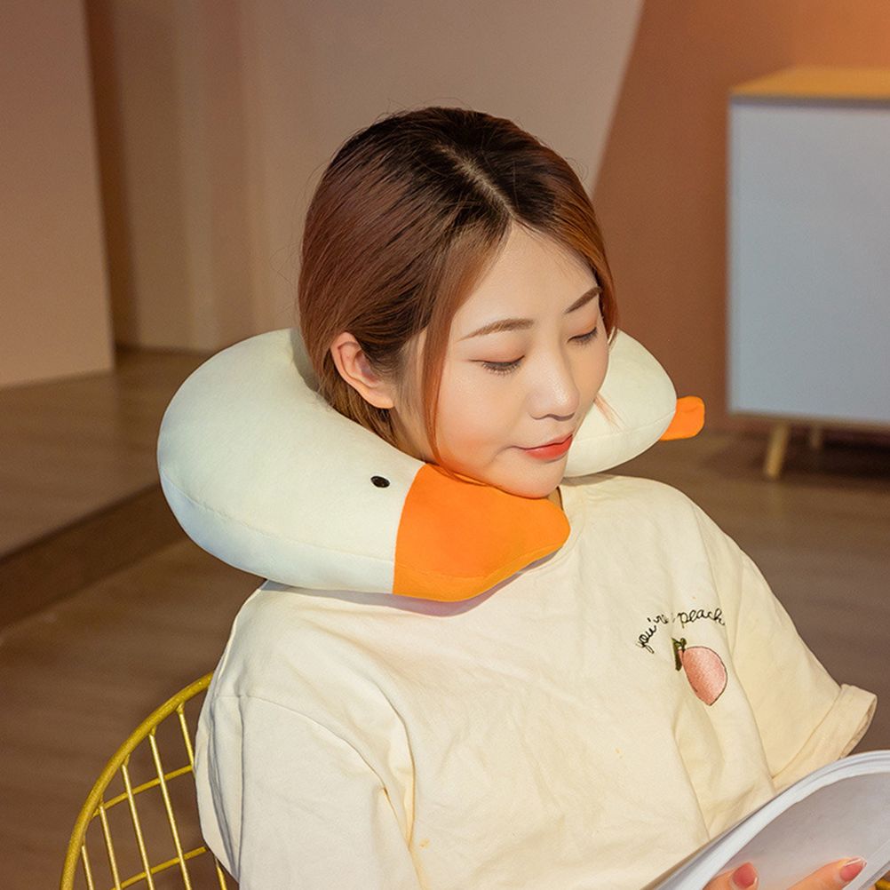 Japanese Anime Duck Plush Dolls Big Goose U Shaped Neck Pillow Cute Stuffed Animal Toy Travel Pillow Birthday Xmas Gift