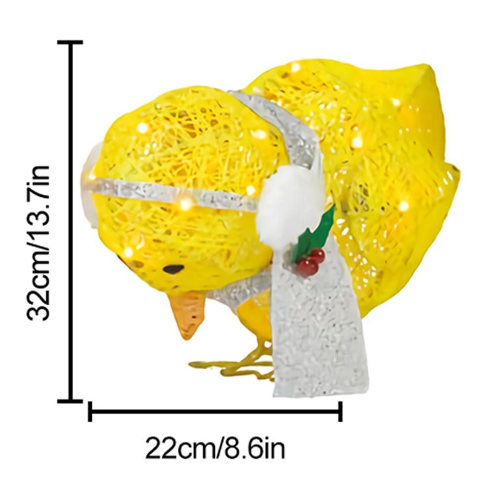 Chick with Scarf Decor Lights Yellow Chick Flat Garden Sculpture Chick Ornaments for Lawn Yard Christmas Holiday Decorations