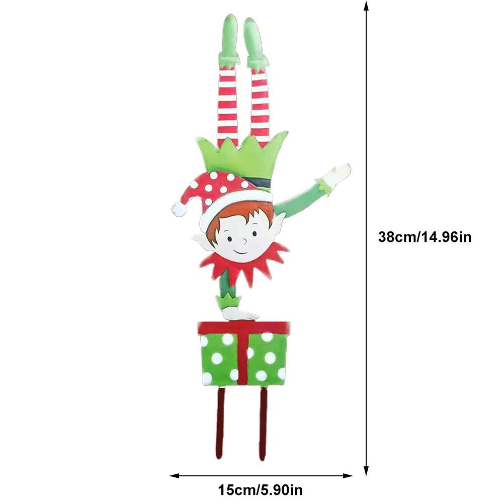 Christmas Elf Garden Stake Christmas Metal Gnome Yard Stake Wrought Iron Elf Ornament Yard Signs Decor Outdoor Holiday Decoration