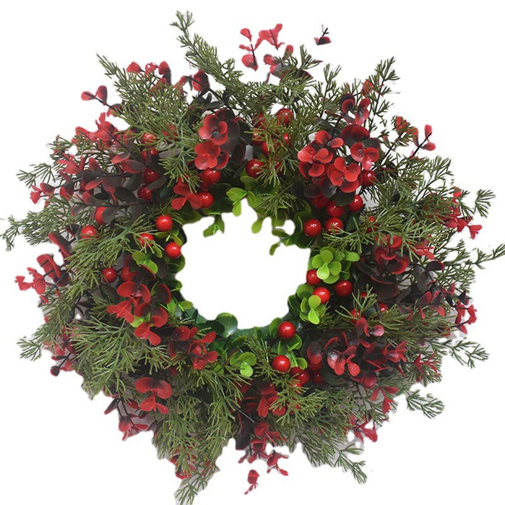 Christmas Wreath Artificial Red Berries Eucalyptus Wreath Christmas Decoration Living Room Wall Decoration