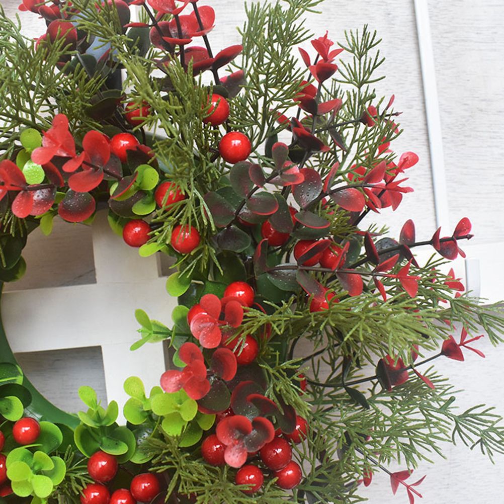 Christmas Wreath Artificial Red Berries Eucalyptus Wreath Christmas Decoration Living Room Wall Decoration