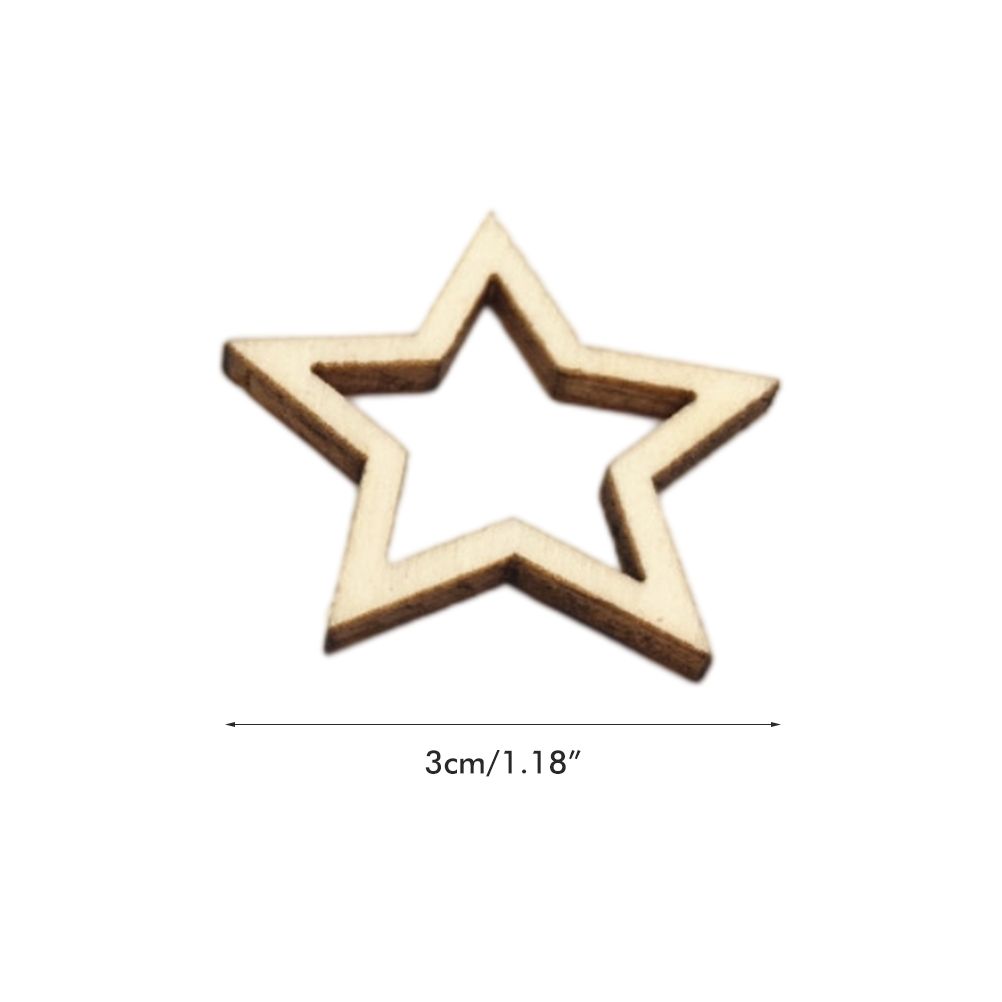 100 Pieces Wooden Hollow Star Decoration Wooden Discs Embellishments Craft Making DIY for Wedding Christmas Tree