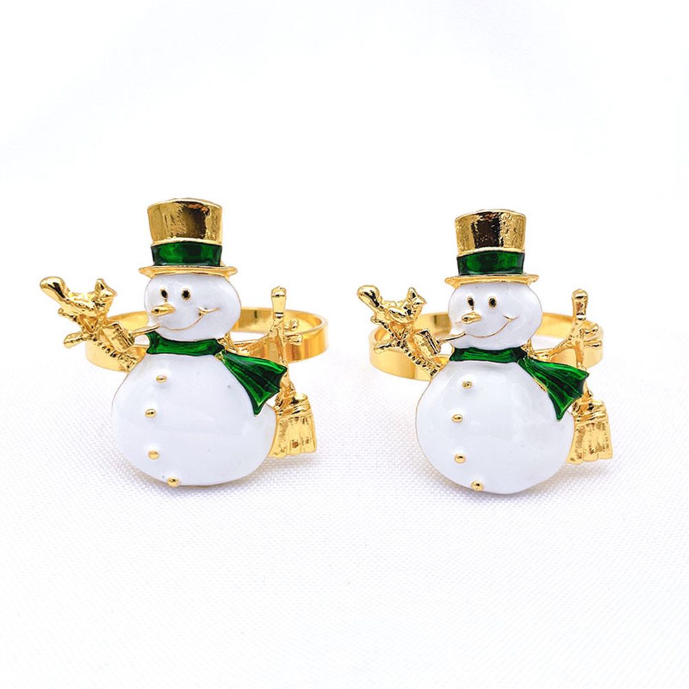 Christmas Napkin Rings Set of 6 Snowman Metal Napkin Ring Holders for Dining Table Decor for Holiday Party Decoration