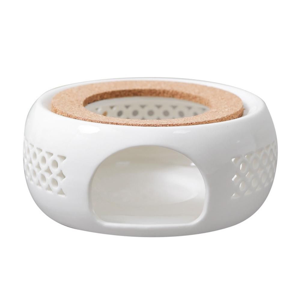 Teapot Warmer Porcelain Coffee Pot Heater Teapot Base with Cork Stand Tea Coffee Water Warmer