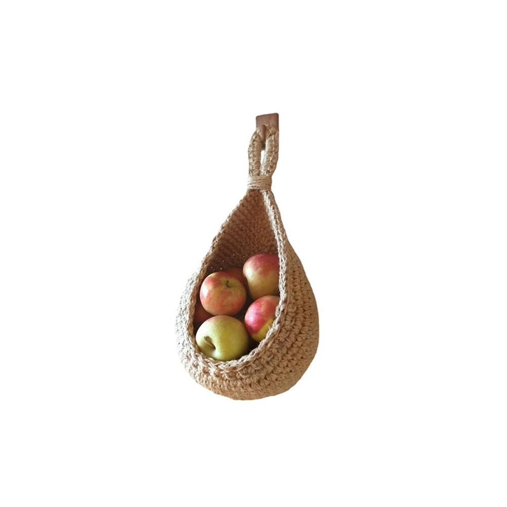 Hanging Wall Vegetable Fruit Basket Kitchen Hanging Storage Farm House Basket Bohemian Handwoven Wall Mount Fruit Veggie Basket