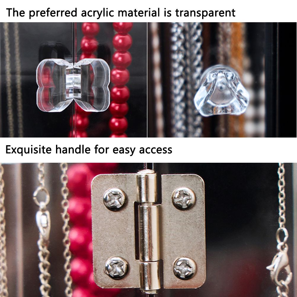 Acrylic Necklace Holder with 24 Hooks Clear Necklace Organizer Dustproof Rotation Jewelry Storage Stand Display Case