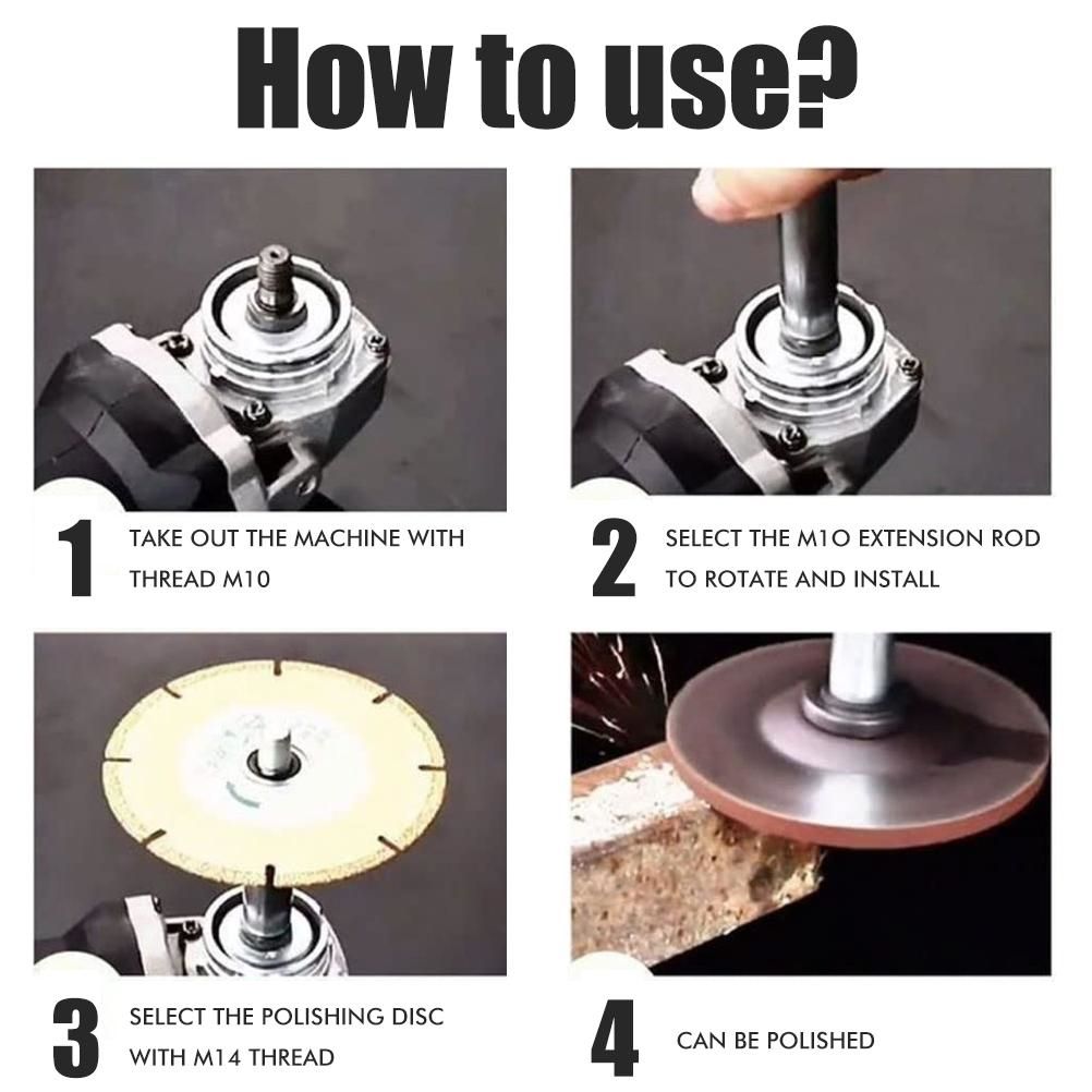 Angle Grinder Extension Connecting Rod Multipurpose Thread Rotary Polisher Extension Shaft with Flange Lock Nut Angle Grinder Extender Lengthen Rod