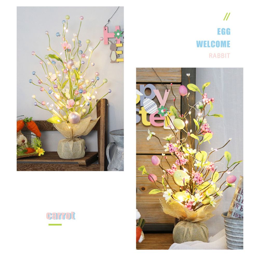 45cm LED Lights Easter Egg Decoration Tree Easter Decorations Eggs Tree Home Desk Decor Scene Shopping Mall Layout Photography Props