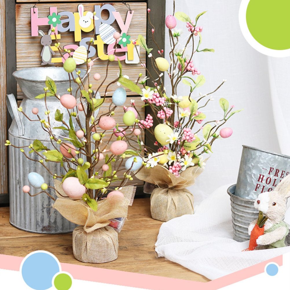 45cm LED Lights Easter Egg Decoration Tree Easter Decorations Eggs Tree Home Desk Decor Scene Shopping Mall Layout Photography Props