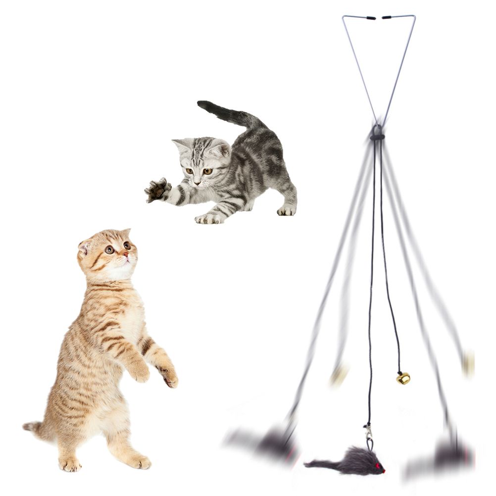 Automatic Cat Toy with Adjustable Elastic Rope Pet Toy Door Window Hanging Mouses Self Playing Toys for Cats