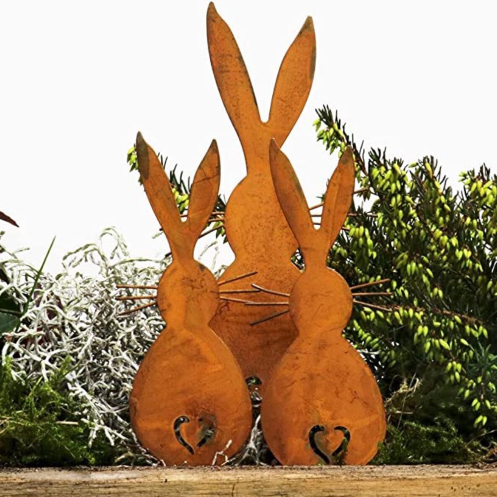 Easter Iron Bunny Adornments Easter Crafts Decorations for Lawn Garden Ornament
