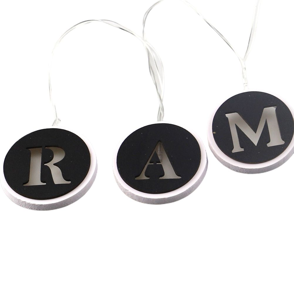Ramadan LED String Light Decoration Wooden Hollow Letters Pendant for Ramadan Eid Mubarak Home Decor