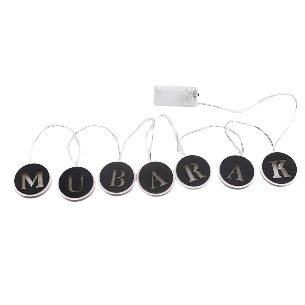 Ramadan LED String Light Decoration Wooden Hollow Letters Pendant for Ramadan Eid Mubarak Home Decor