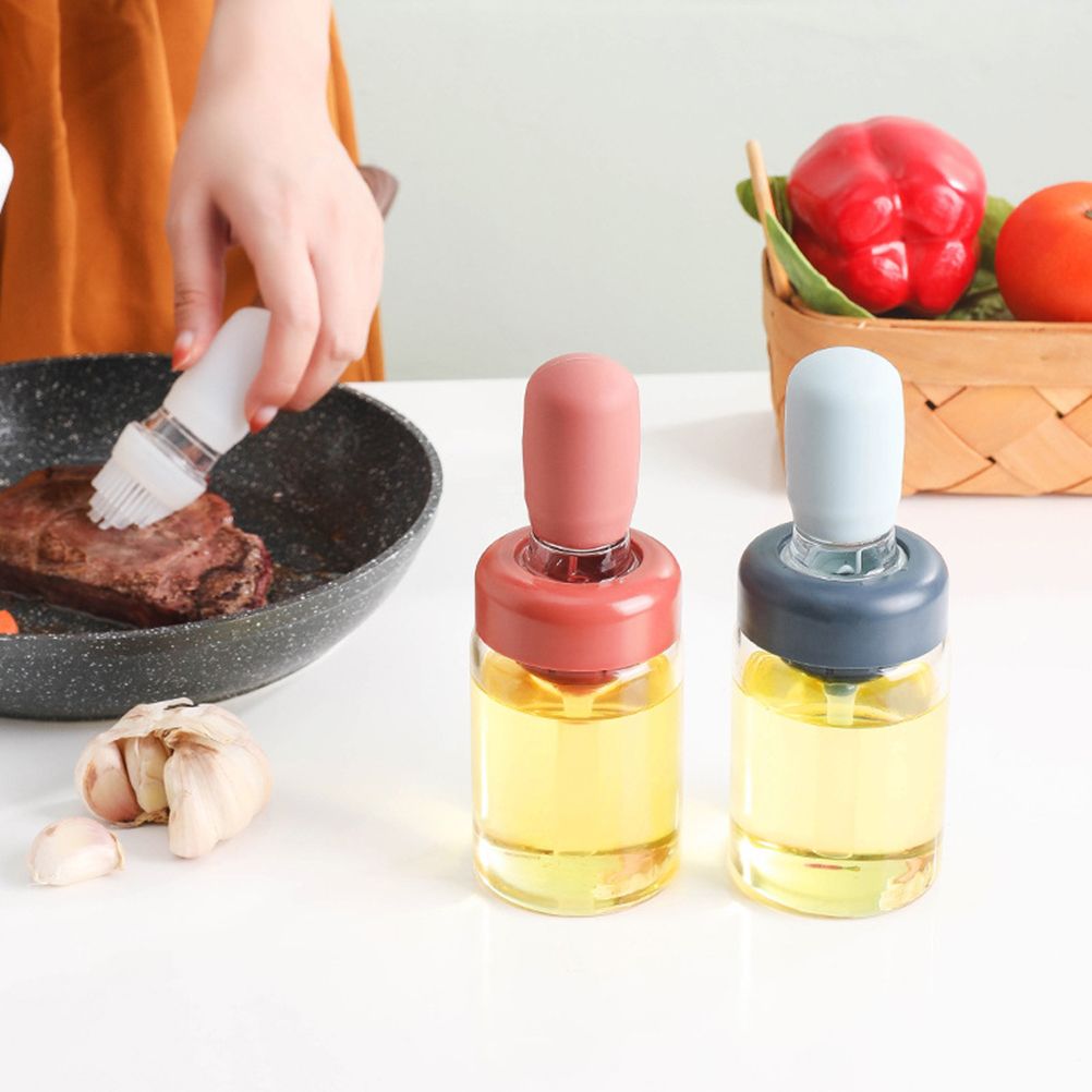 Oil Bottle with Silicone Brush Oil Dispenser Silicone Dropper Measuring Oil Container for Kitchen Cooking Frying Baking