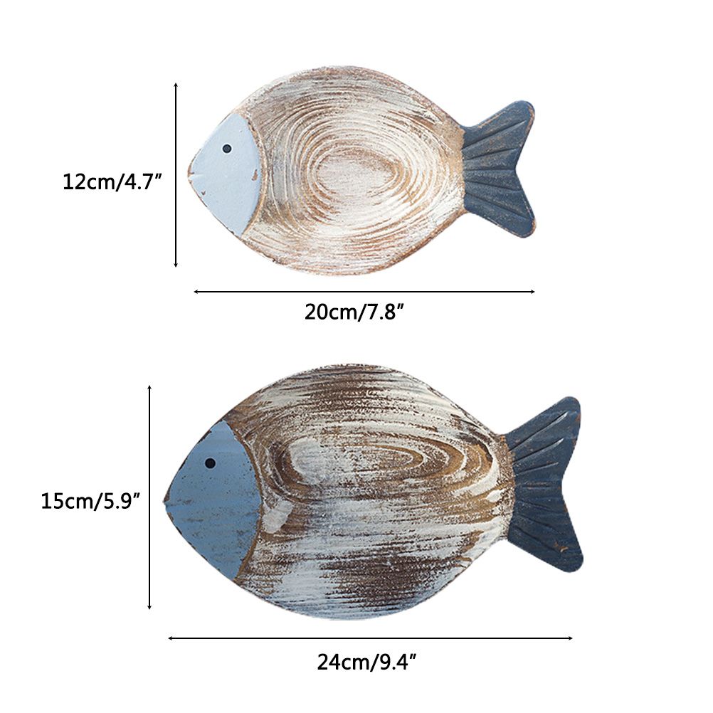 Wood Fish Hanging Ornament Wooden Fish Wall Art Decor for Beach Theme Fish Sculpture