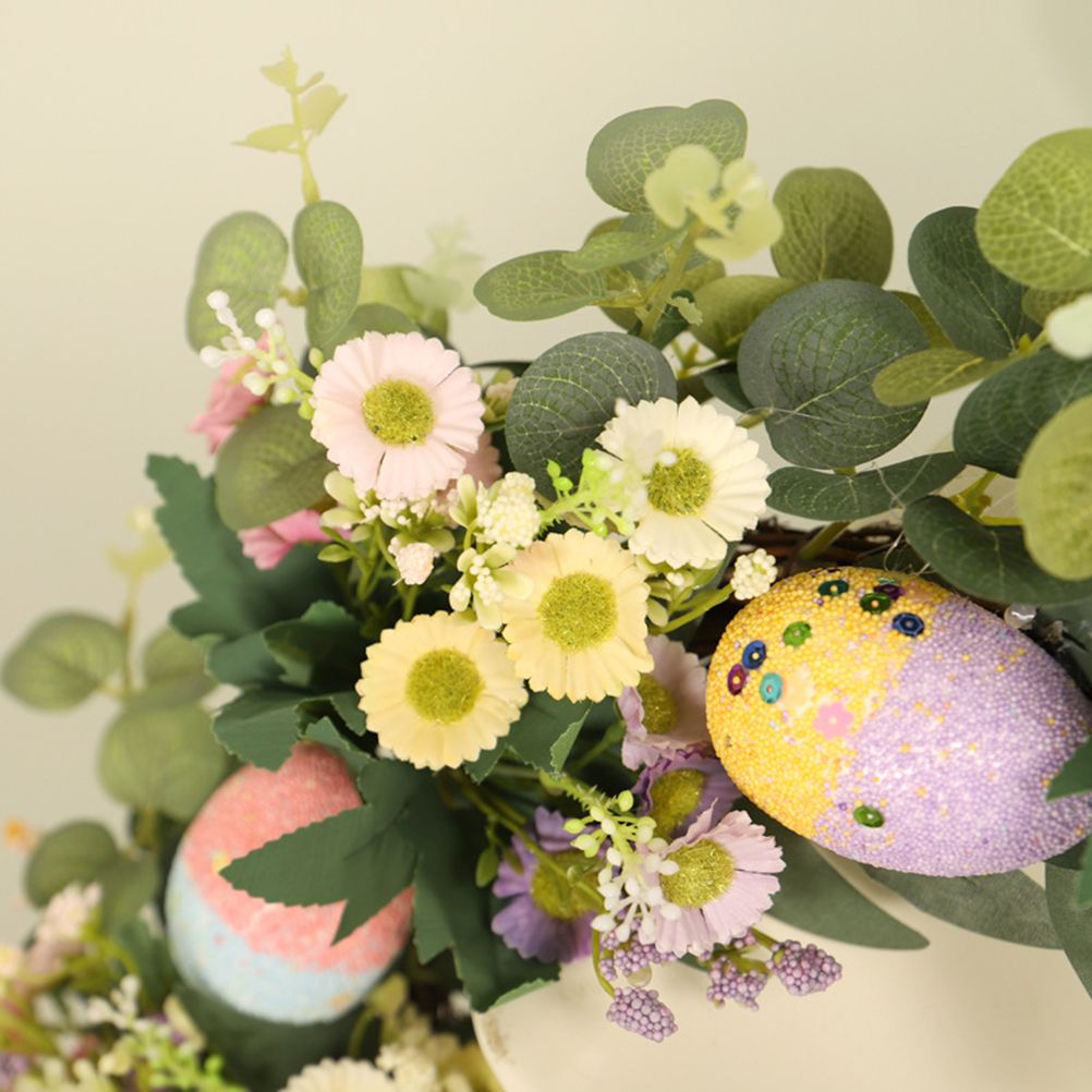 Easter Wreath Easter Eggs Daisy Garland Simulation Plants Door Hanger Easter Decoration