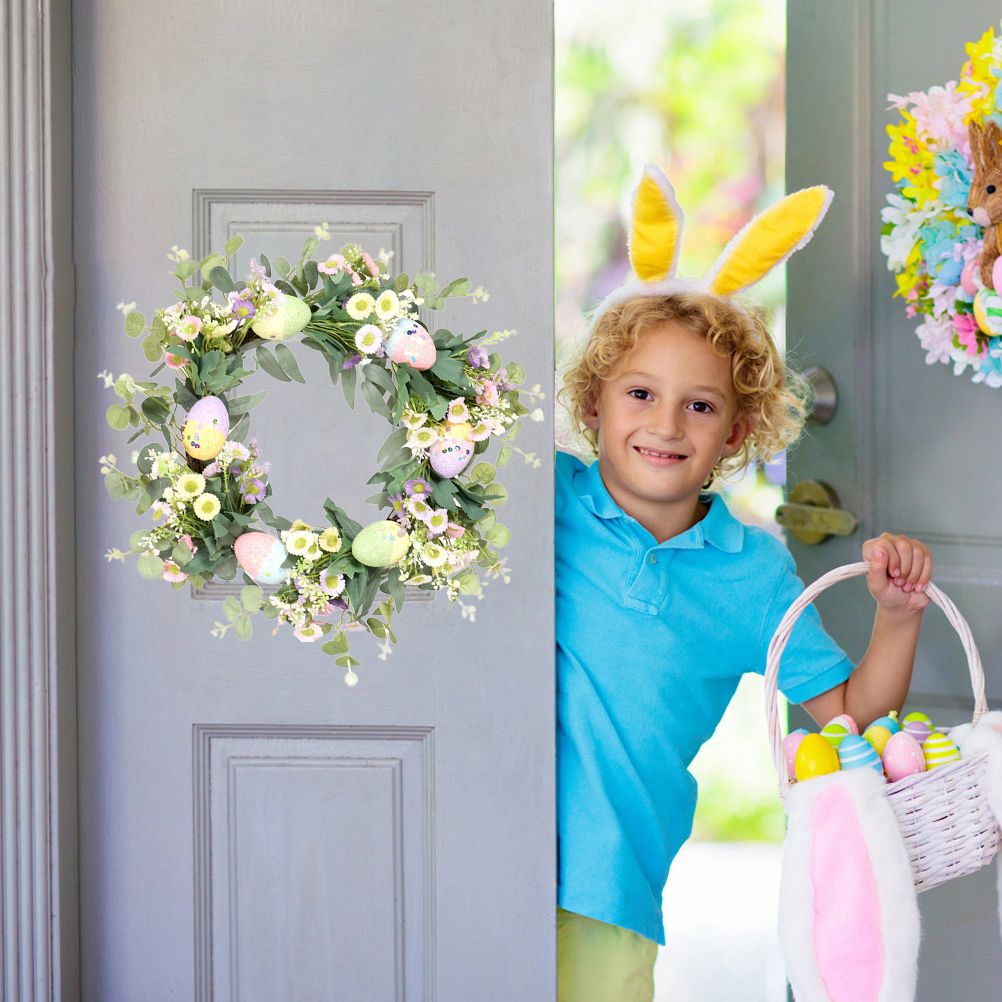 Easter Wreath Easter Eggs Daisy Garland Simulation Plants Door Hanger Easter Decoration